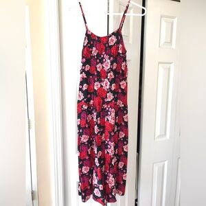 Floral Midi Dress with Spaghetti Straps